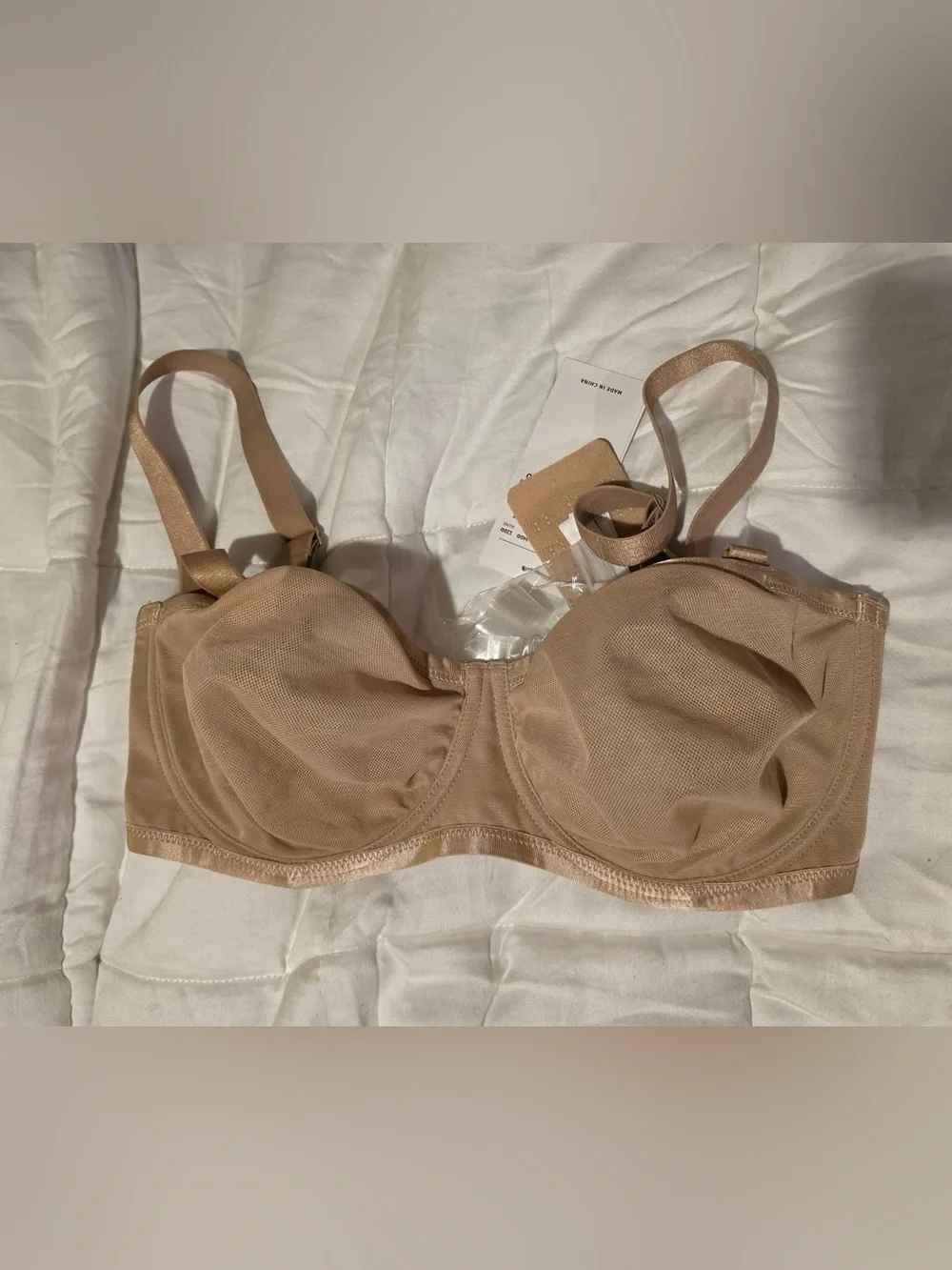 HSIA Multi-way Unlined Mesh Minimizer Secure Lifted Strapless Bra Nude 34DD NWT